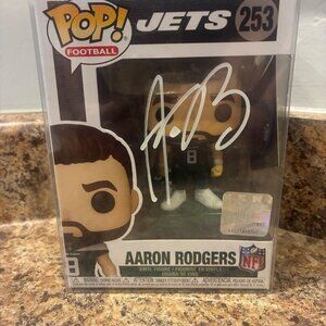 Funko Pop! Football Aaron Rodgers Autographed Vinyl Figure #253 Jets With COA